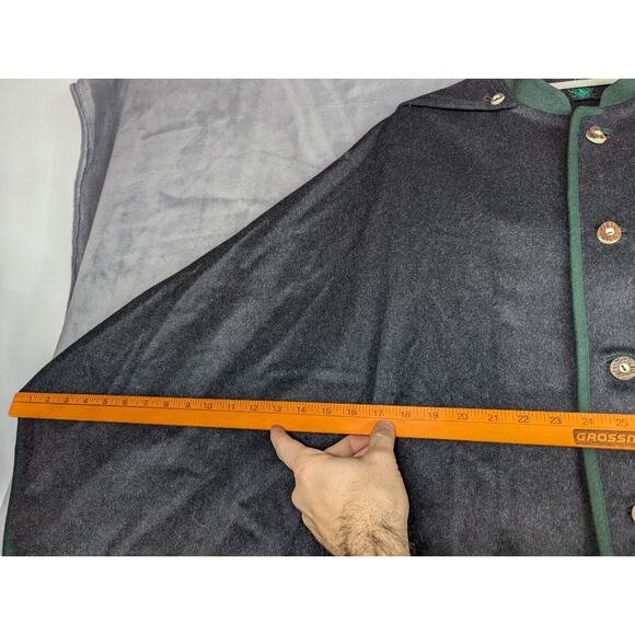 Tostmann Trachten Wool Cape Austria Black Green Trim Button - Picture 6 of 15